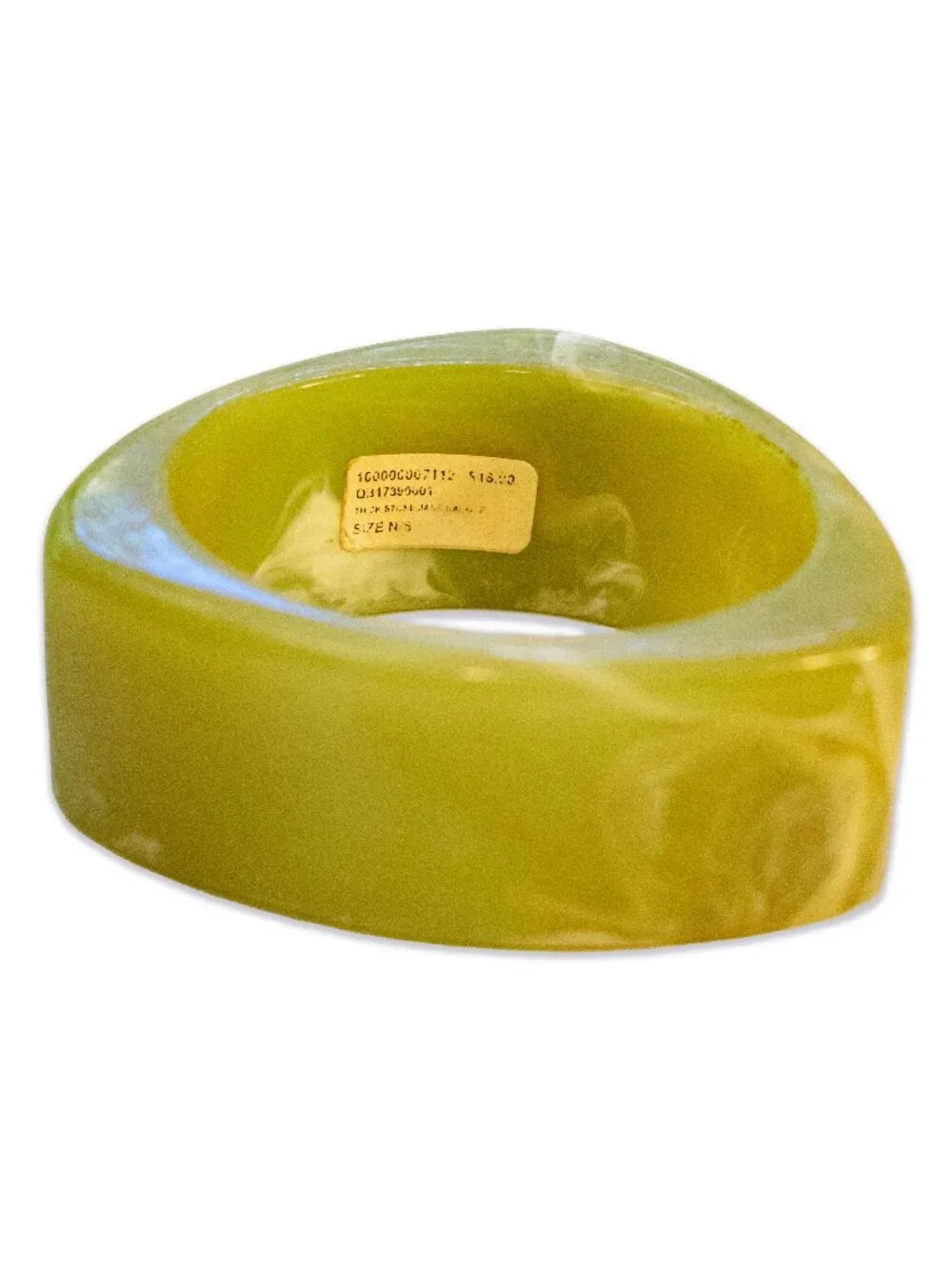 Triangular Green Jade Bangle Light Green with White Marbling